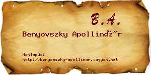 Benyovszky Apollinár névjegykártya